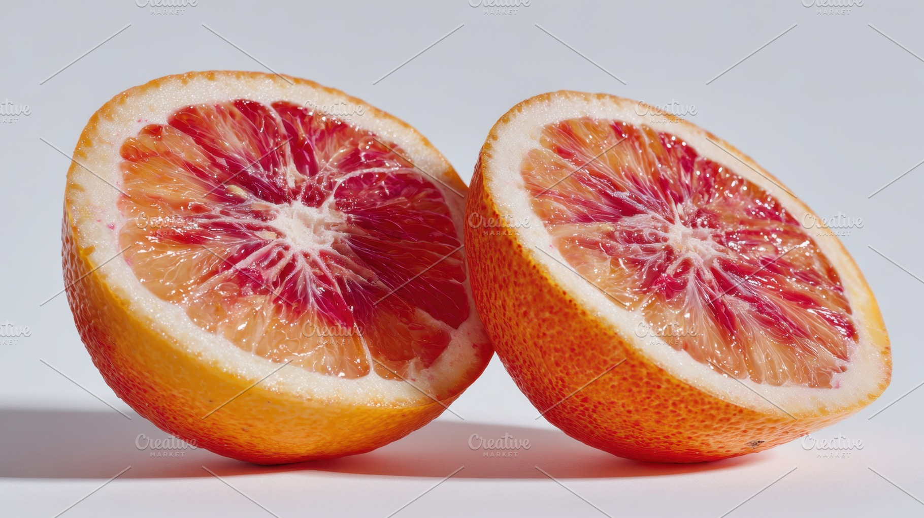 Vibrant blood oranges sliced open, a Photo by Beautiful things