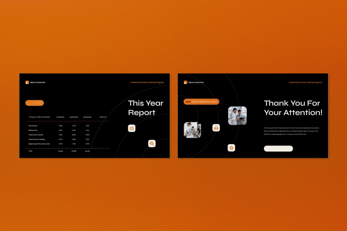 Black Annual Report Google Slide, a Presentation Template by graphicook (Photo 4 of 4)