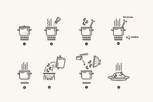 Linear Icons For Pasta Packaging