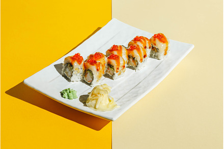 Sushi rolls with eel, shrimp, a Food & Drink Photo by Irina Burakova