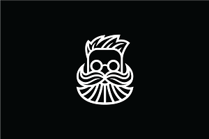 Bearded Man Barber Shop Logo