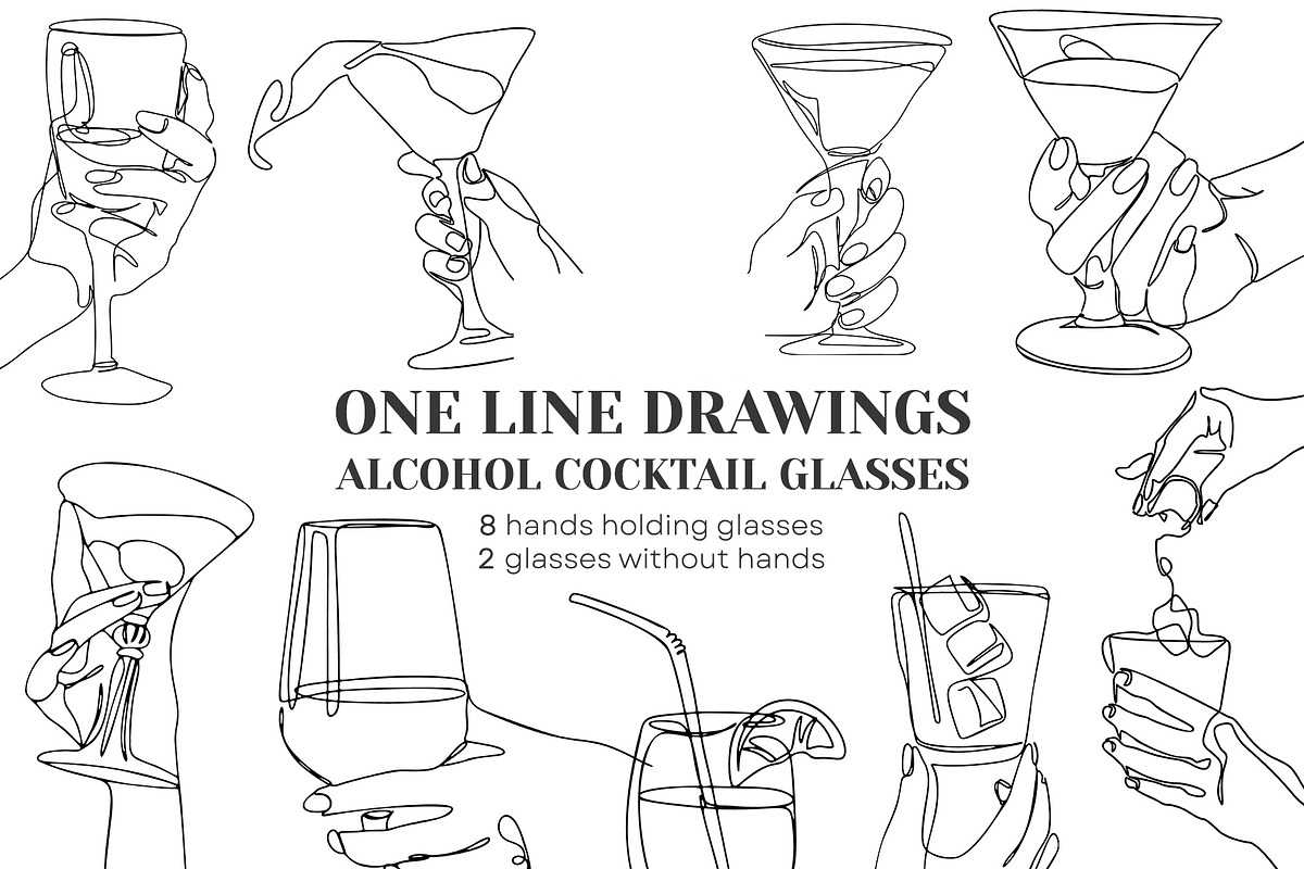 One line Drawings: Alcohol Cocktails, an Object Illustration by Artalia (Photo 1 of 6)