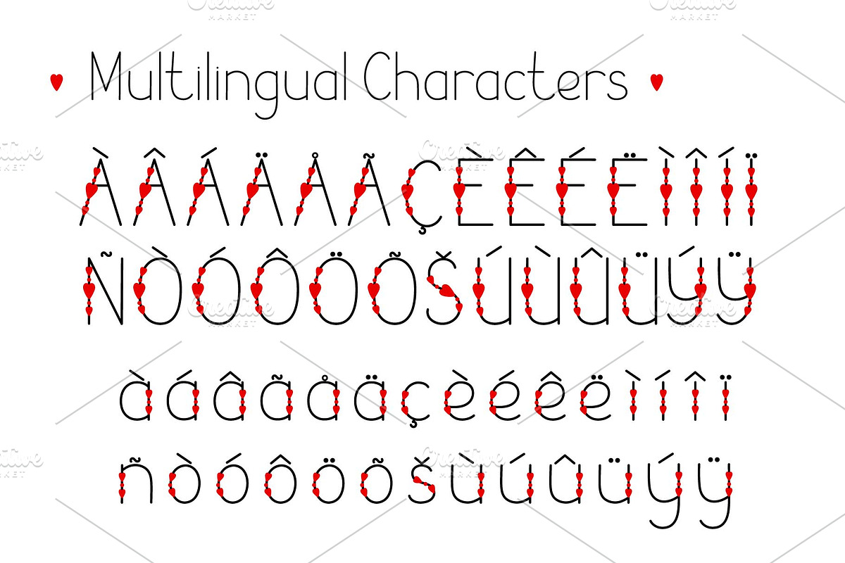 Heartful decorated font, a Sans Serif Font by Contes_de_fée (Photo 6 of 9)