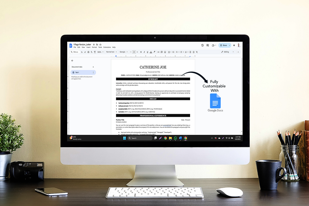 ATS resume | google docs | MS word, a Resume Template by Design_Xlab (Photo 4 of 10)