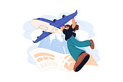 People travel by plane, air trip set, a Transportation Illustration by PaperTrident (Thumbnail 4 of 5)