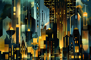 Art Deco Cityscape Night