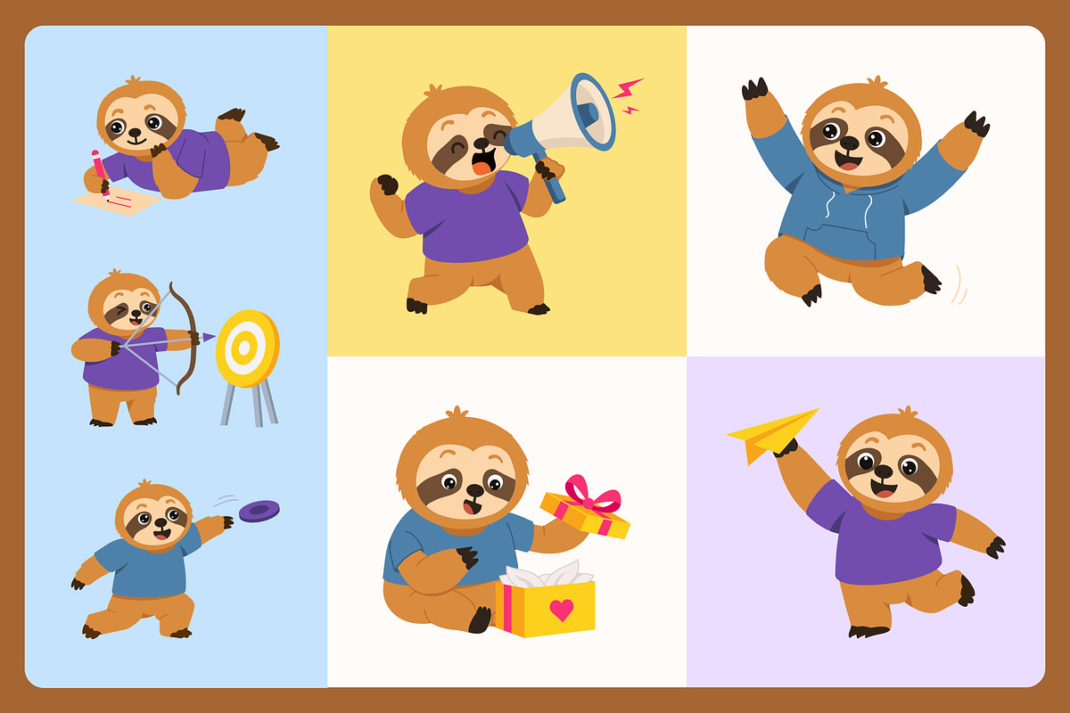 65 Sloth Character Illustrations, an Animal Illustration by Creative Stall (Photo 8 of 10)
