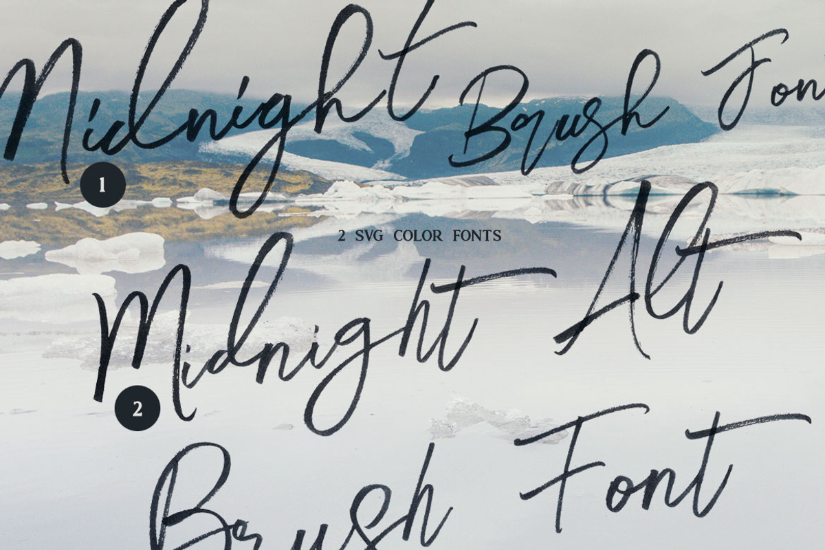 Midnight Brush & SVG Font, a Script Font by Cruzine (Photo 2 of 19)