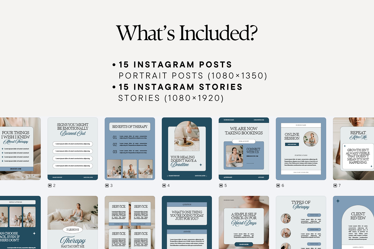 Therapy Instagram Templates, a Social Media Template by Anna Design Studio (Photo 2 of 9)