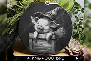 Cute Witch Pig Wooden Box Broom, a Background Graphic by LaseredNinja (Thumbnail 4 of 7)