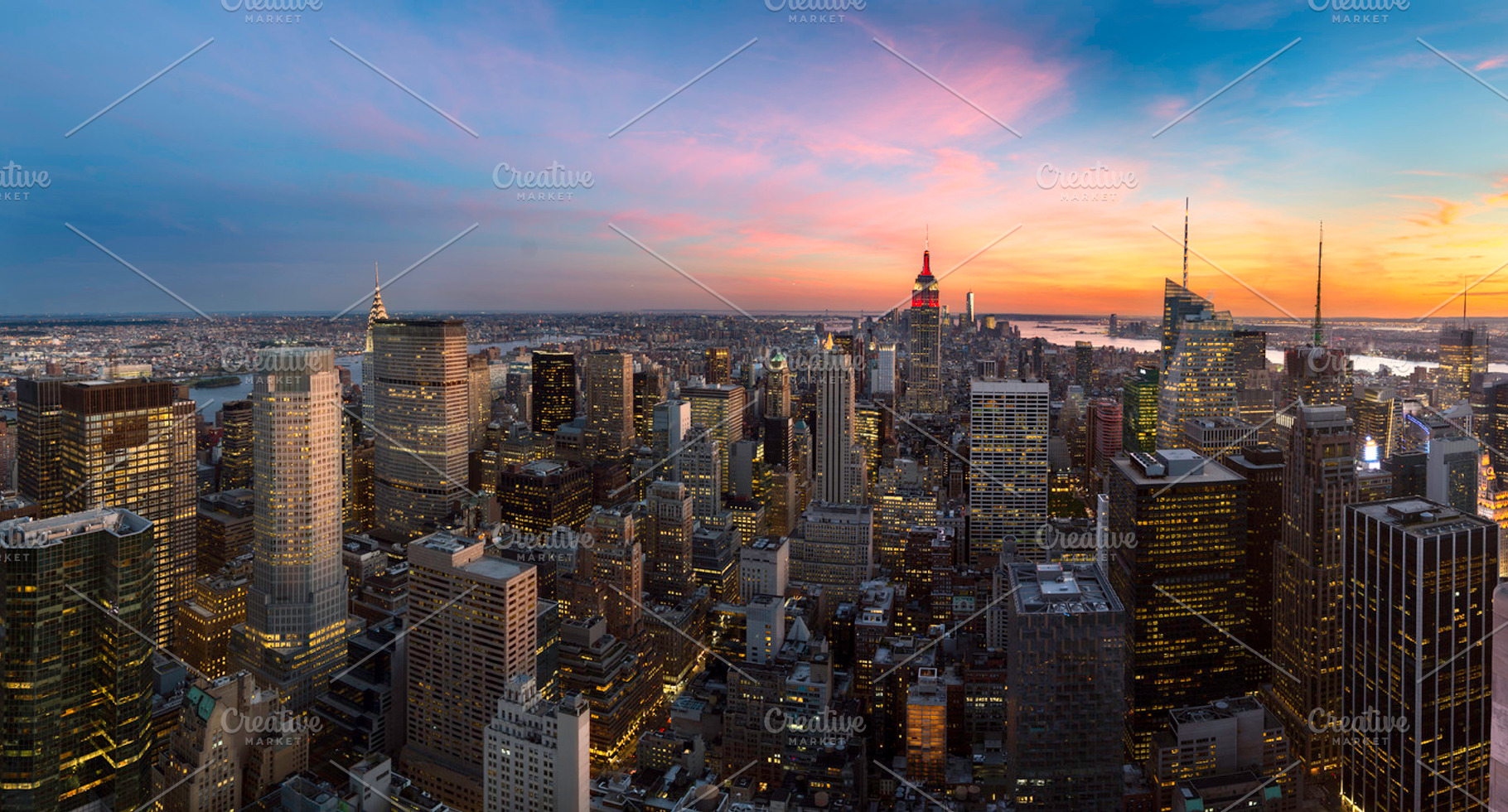Colorful sunset panorama, an Architecture Photo by inigocia