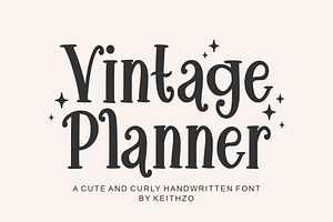 Vintage Planner - Cute Serif Font, a Serif Font by Keithzo