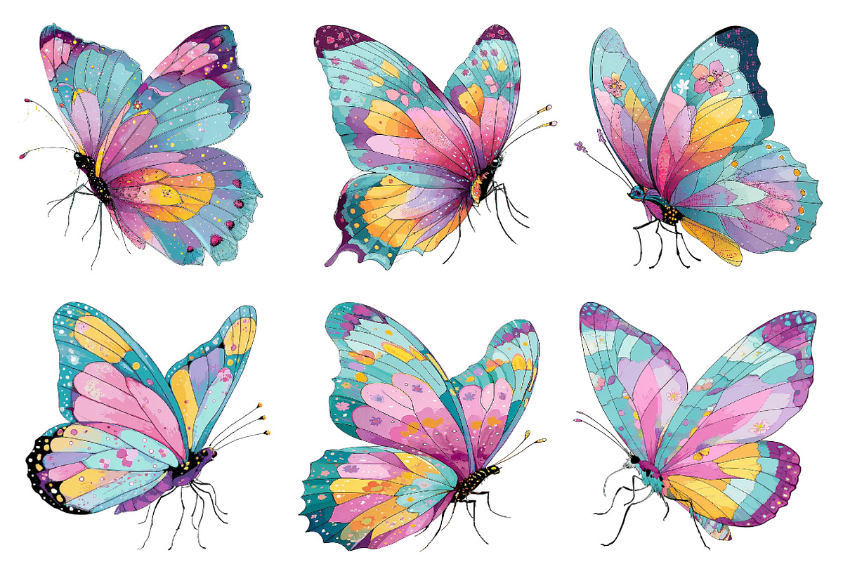Whimsical Spring Butterfly Clipart, an Illustration by Dream Creation (Photo 6 of 6)