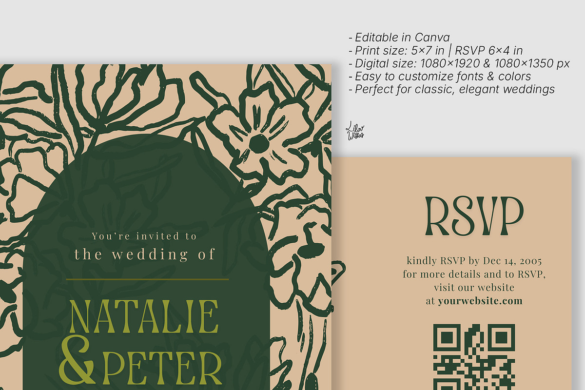 Vintage Wedding Invitation Template preview 2