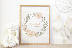 Mother's Day Card Floral Wreath