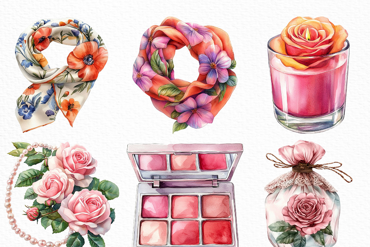 Watercolor Vanity Bloom Clipart, an Illustration by Craft Nest (Photo 2 of 6)