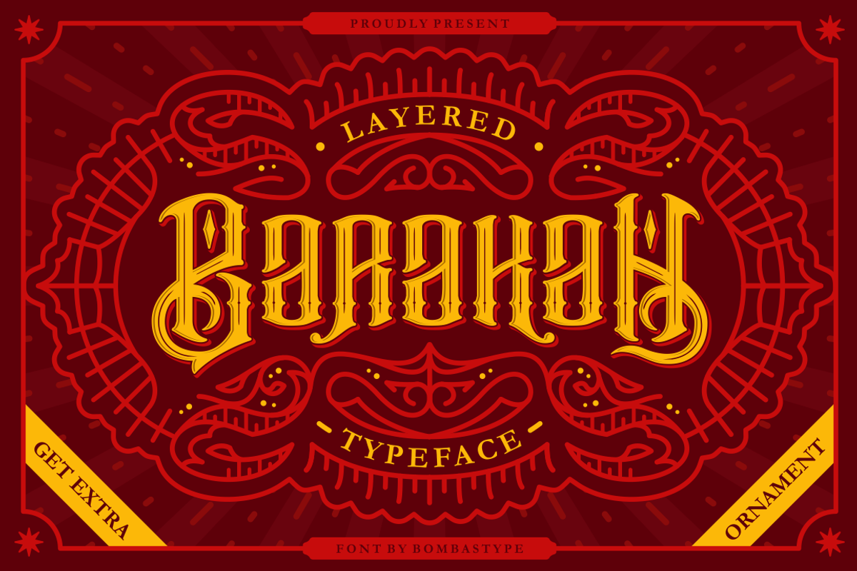 Barakah Layered Typeface + Extras