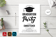Graduation Party Invitation Card, a Stationery Template by LaBelezokaDesign (Thumbnail 1 of 2)
