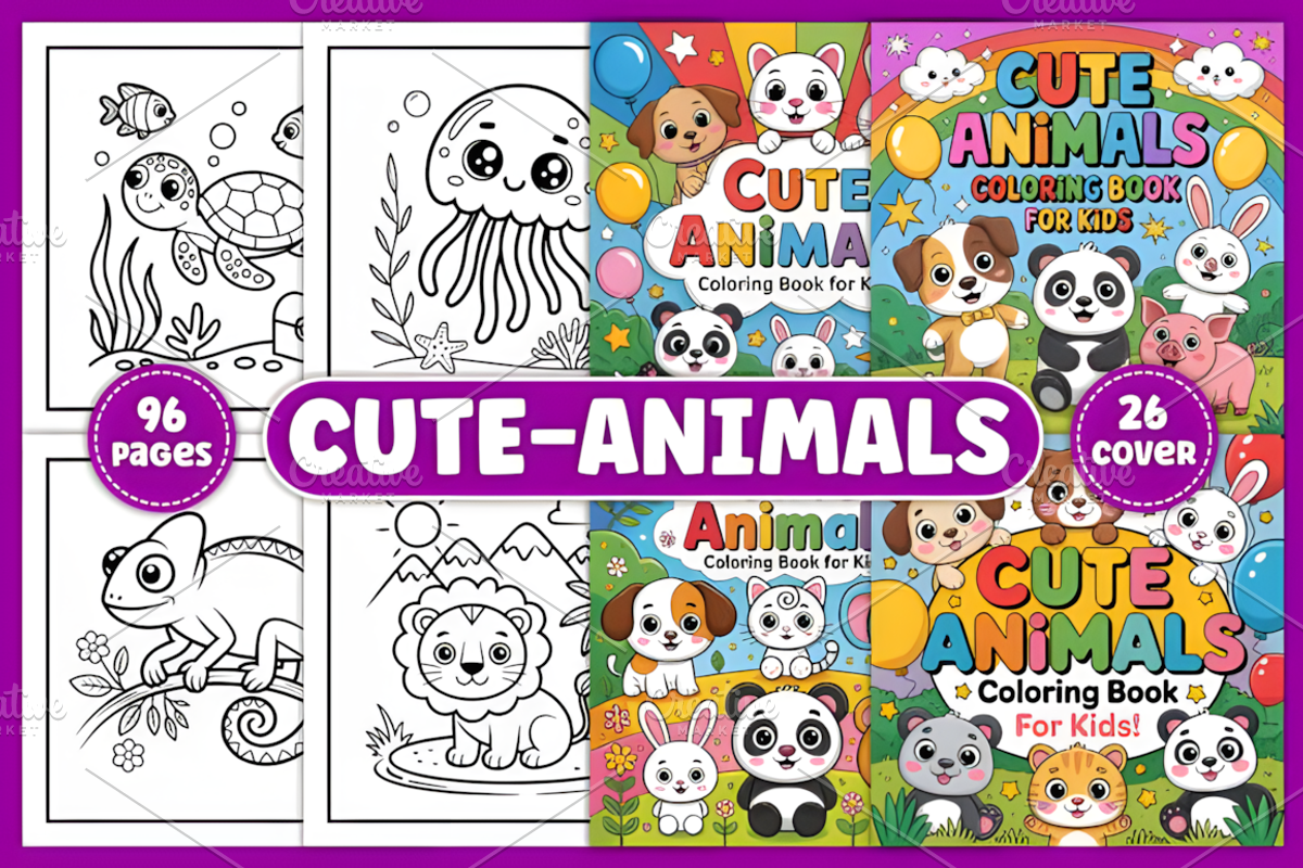 Cute Animals Coloring Book for Kids, an Animal Illustration by Coco Bloom (Photo 1 of 3)