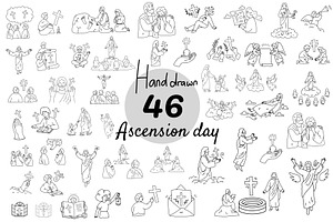 ascension day hand drawn set, a Person Illustration by foxndeer
