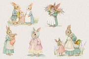 Vintage Watercolor Bunny Clipart Set, an Illustration by AlenaVlasko stock Market (Thumbnail 3 of 5)