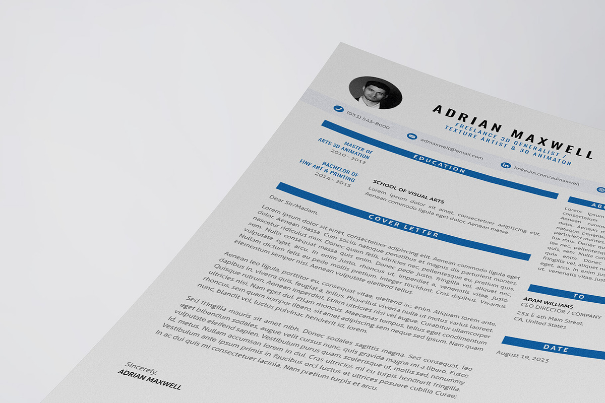 Clean Resume/CV Template, a Resume Template by Glassymart