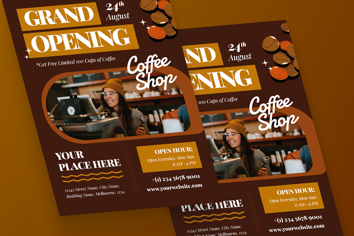 Grand Opening Coffee Shop Flyer, a Flyer Template by MMPixelCraft (Photo 2 of 6)