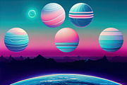 80s Vaporwave Planet Space Clipart, an Illustration by Paper Element (Thumbnail 6 of 7)