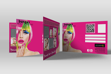 Flat Style Beauty Salons PostCard, a Card Template by Design Addict