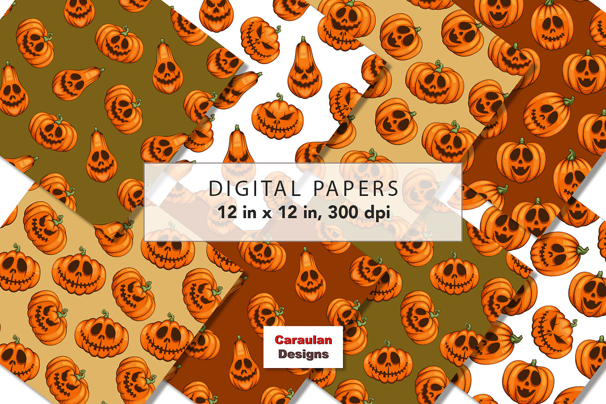 Scary Pumpkins Seamless Patterns, a Pattern Graphic by Serghei Caraulan (Photo 4 of 8)