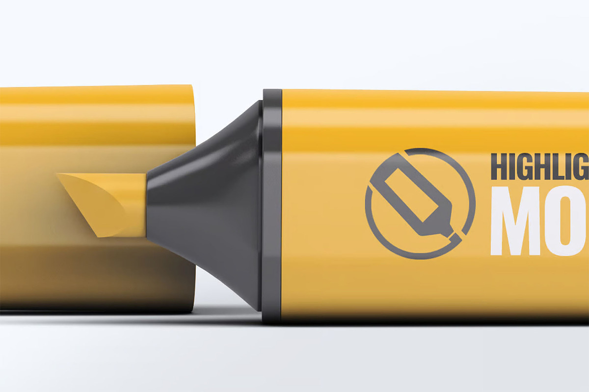 Highlighter Marker Pen Mock-Up, a Pens & Pencil Mockup by DesignRushMarket (Photo 7 of 8)
