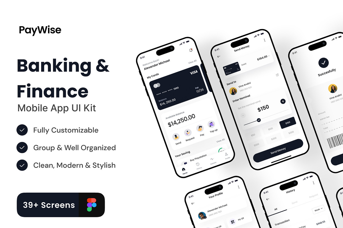 Paywise - Banking & Finance App kit, an App Template by Zee UI (Photo 1 of 5)