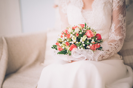 Beautiful wedding bouquet in hands stock photo containing bride and female, a Person Photo by ruslan117