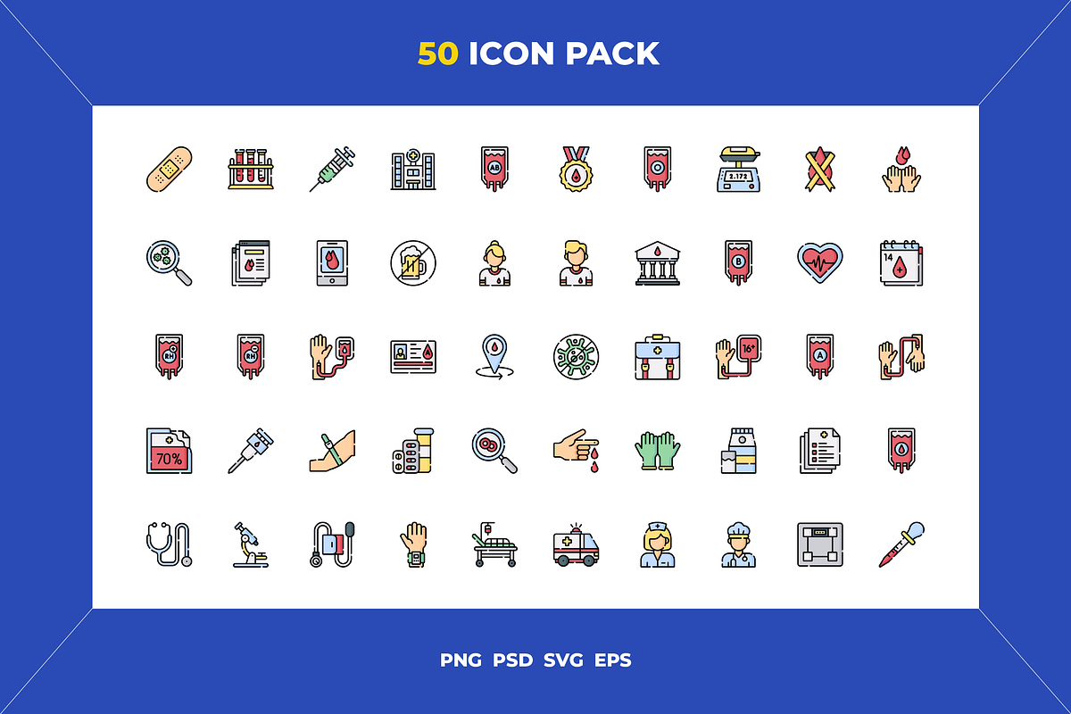 Blood donation icons, an Outline Icon by Wencory (Photo 1 of 2)