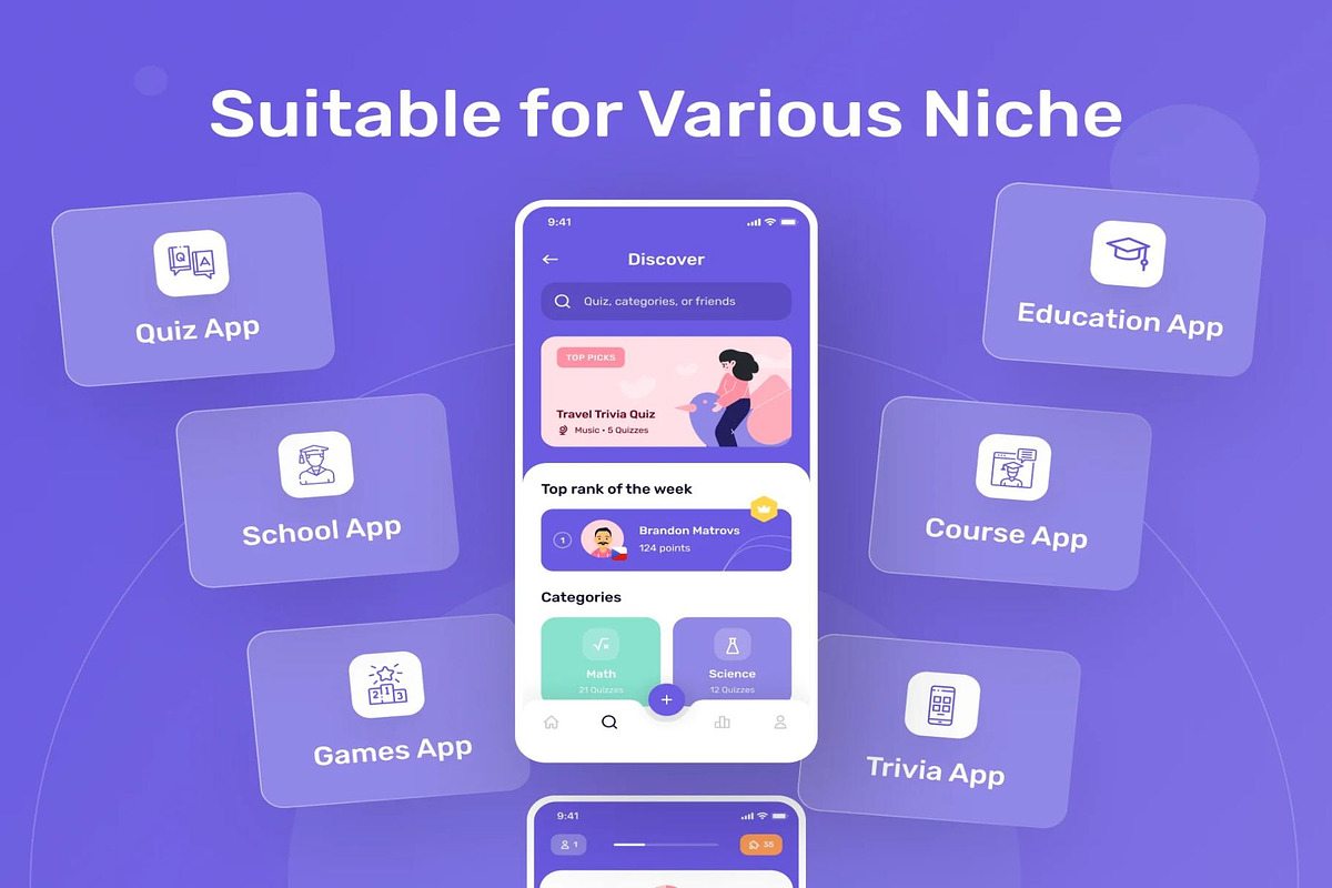 Queezy - Quiz App UI Kit, an UI Kit Template by Creative Perspective (Photo 4 of 8)