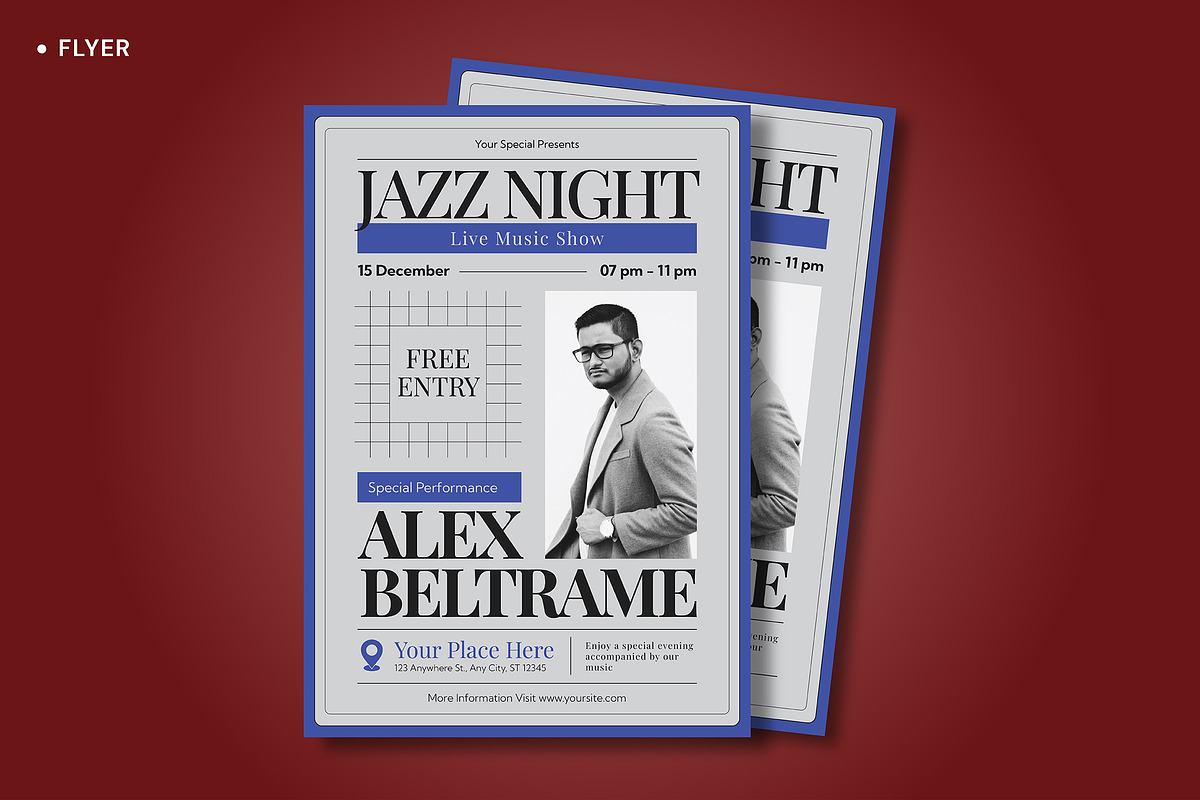 Jazz Night Music Flyer, a Flyer Template by VanillineGraph (Photo 2 of 4)