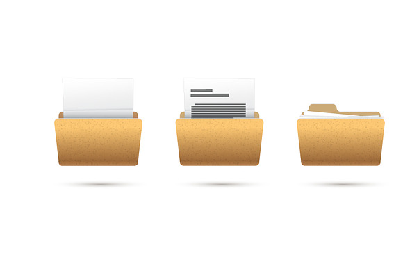 Realistic Icons Folder With Document