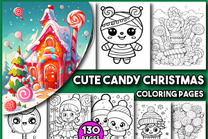 Cute Candy Christmas Coloring Pages