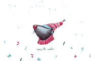 Christmas Mouse and flowers, an Illustration by YuliaBiser (Thumbnail 11 of 11)