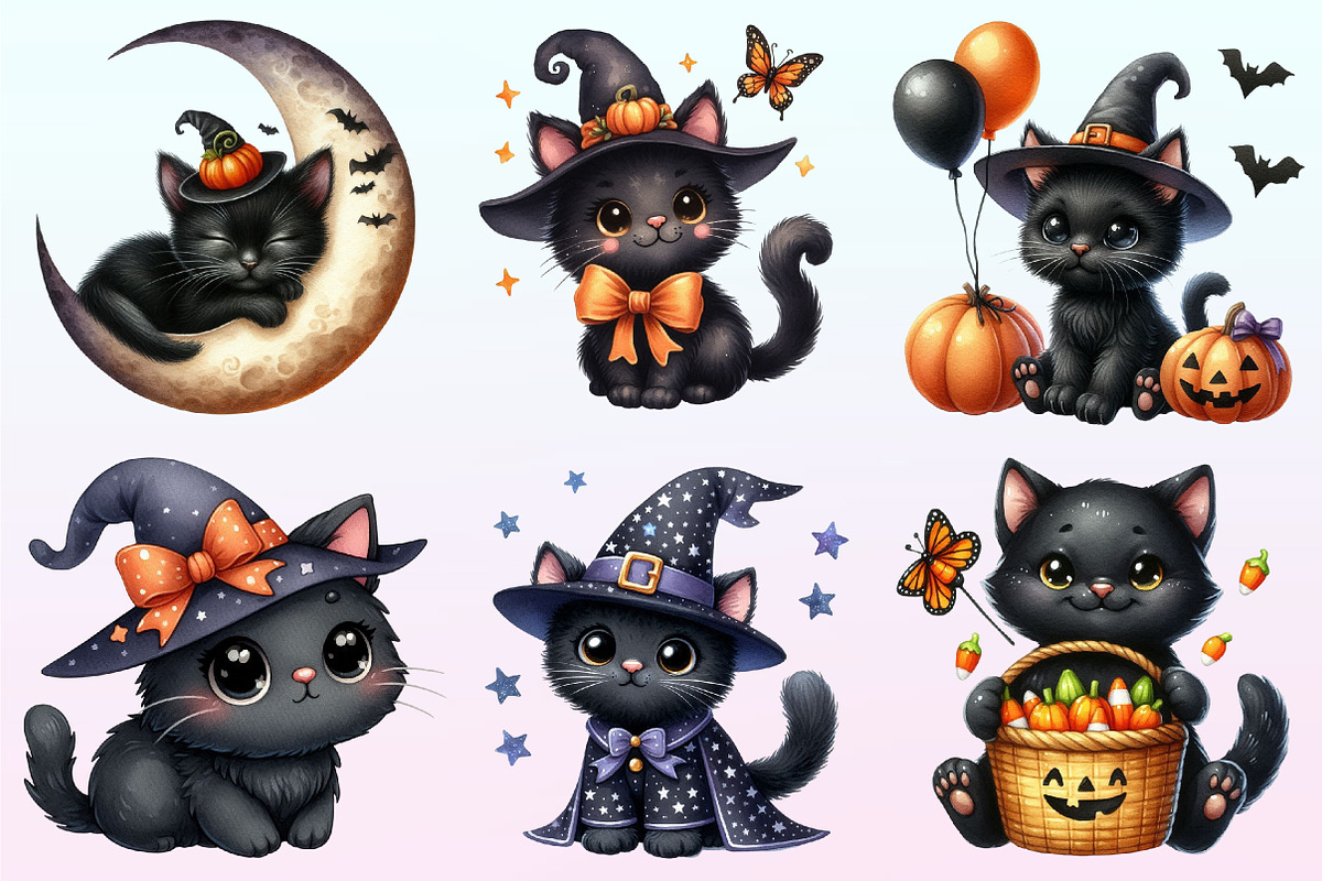 Nursery Halloween Black Cat Clipart, a Graphic by CitraGraphics (Photo 2 of 4)