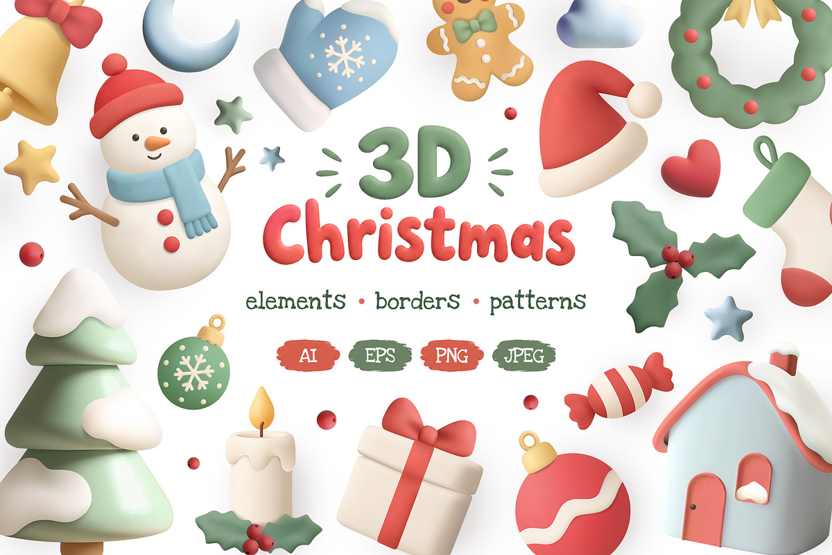 3D Christmas Vector Set, a Seasonal Illustration by Hanna's ArtLab (Photo 1 of 4)