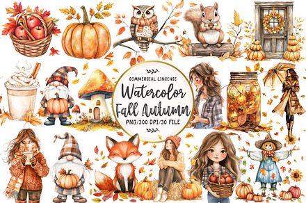 Fall Autumn Sublimation Clipart, an Illustration by OK Design