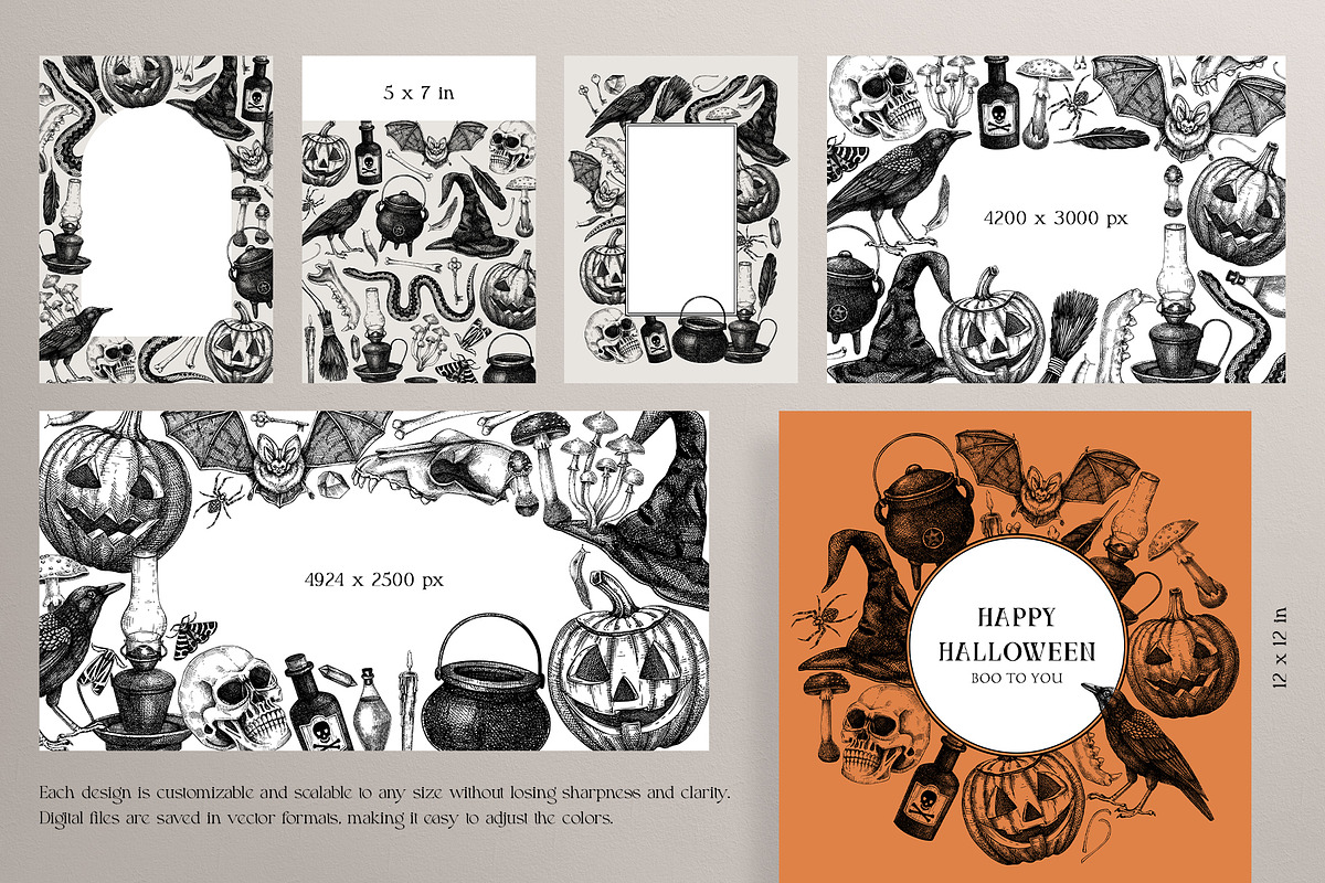 Vector Halloween sketches & designs, a Seasonal Illustration by Yevheniia (Photo 5 of 10)