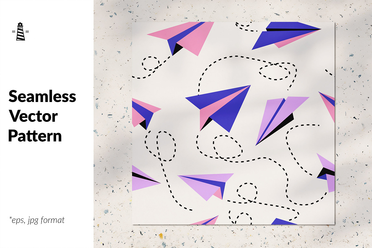 Paper planes seamless pattern, a Pattern Graphic by Norse Studio (Photo 2 of 2)