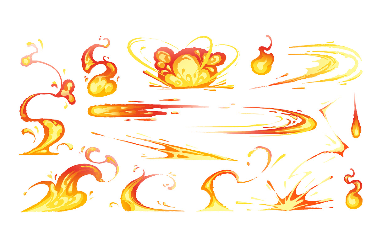 Forks of flame, fire set + patterns, an Object Illustration by PaperTrident (Photo 2 of 5)