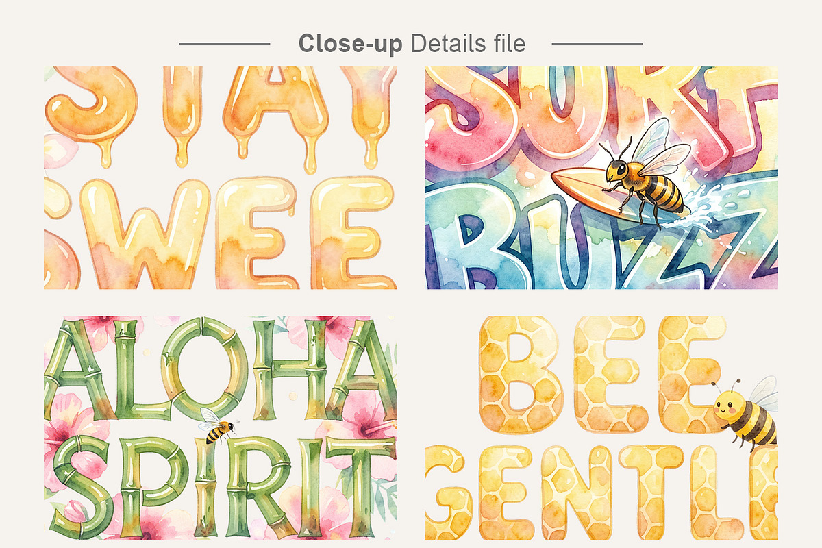 Summer Bee Watercolor Sublimation, an Illustration by Artnoy (Photo 4 of 8)