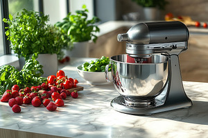 Kitchen countertop with a stand mixe, a Photo by Tanuart