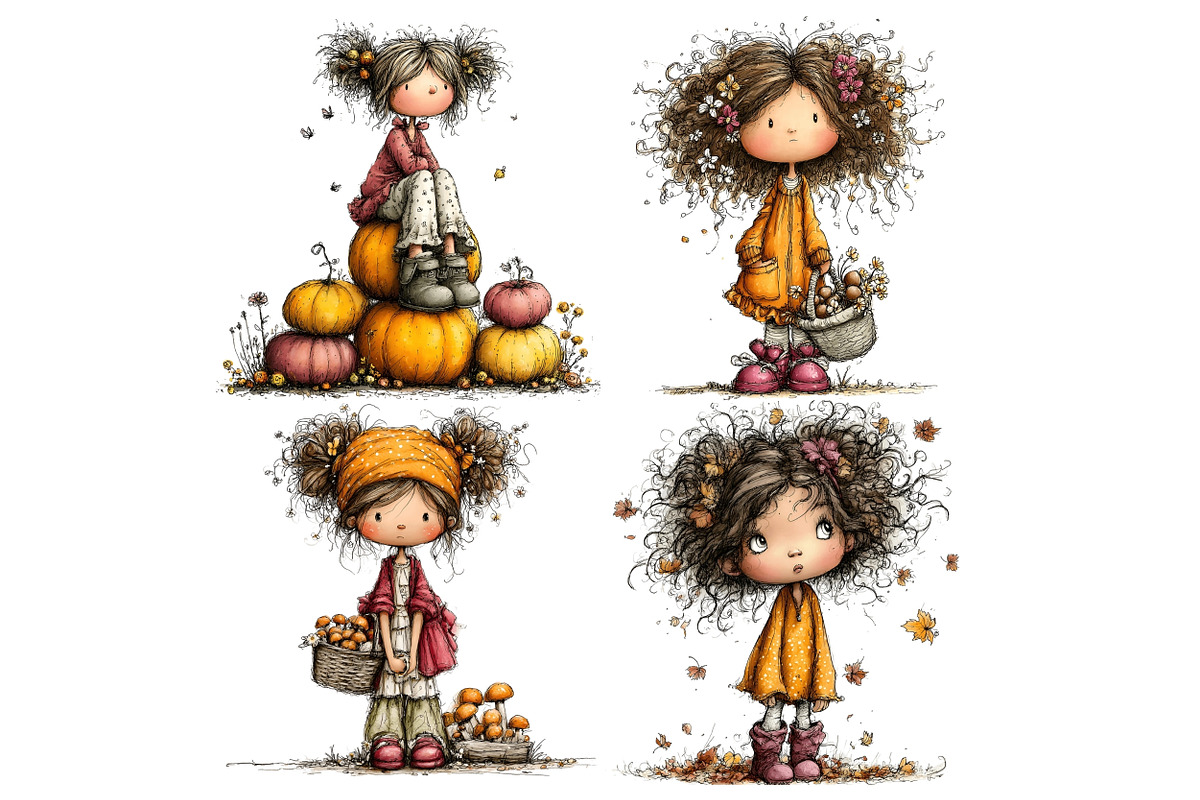 Autumn Girl Pumpkin PNG Clipart, a Person Illustration by Nicolle's Colorful Art (Photo 5 of 5)