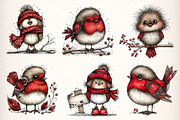 Whimsical Winter Robin Birds Clipart, an Illustration by Dream Creation (Thumbnail 2 of 7)