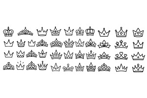 Hand drawn doodle crowns and tiaras, an Object Illustration by ZinetroN